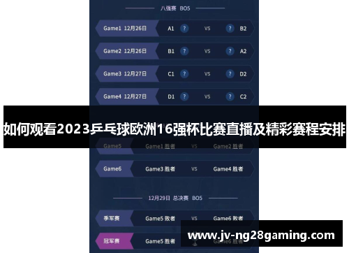 如何观看2023乒乓球欧洲16强杯比赛直播及精彩赛程安排 如何观看2023乒乓球欧洲16强杯比赛直播及精彩赛程安排